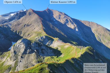 Wegverlauf auf den Kaserer im Bergsteigerdorf Schmirn | © Thomas Senfter