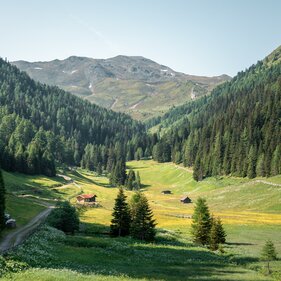Das Fradertal mit dem Hohen Lorenzen im Hintergrund